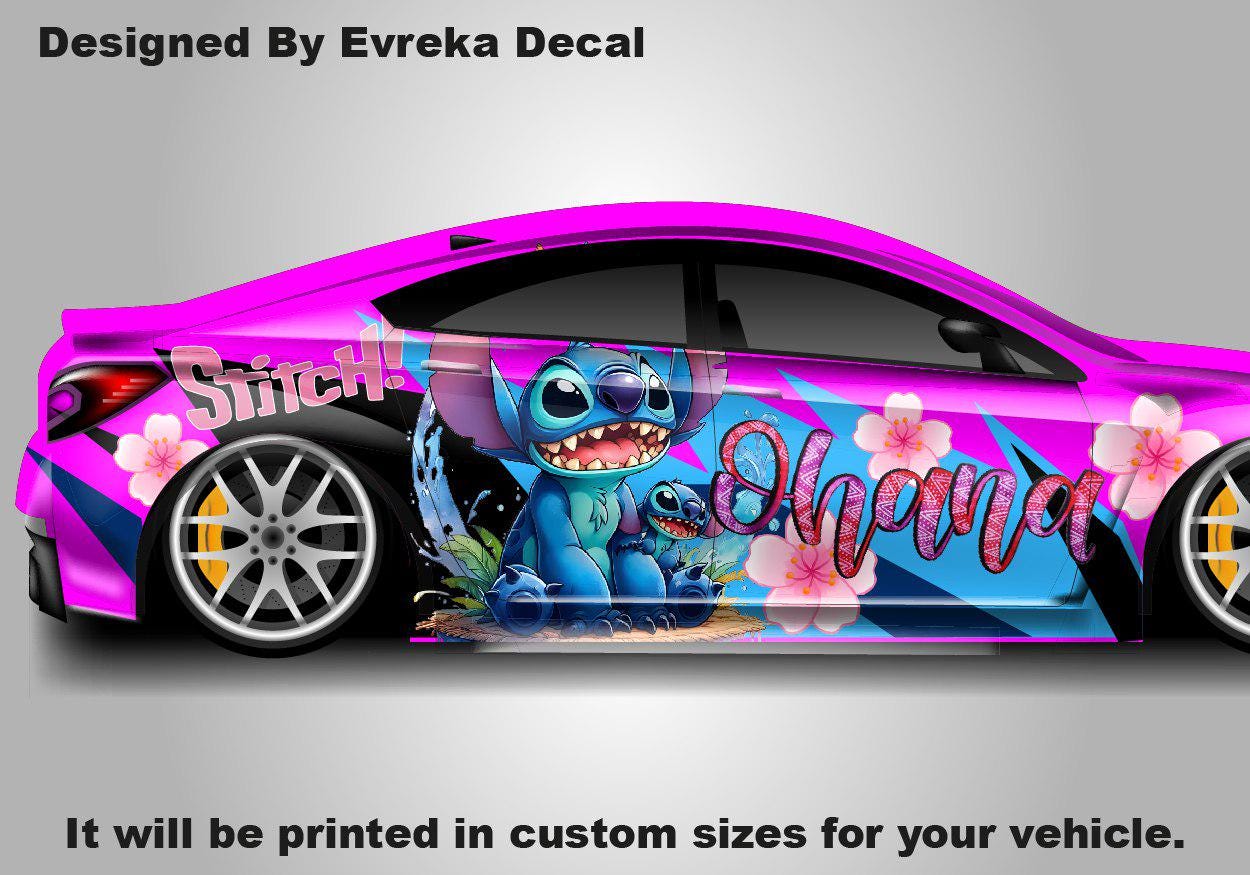 Stitch, Car Livery, Cast Vinyl Wrap, Universal Size, Car Wrap, Car Decal, Car Foil Design - Evreka Decal