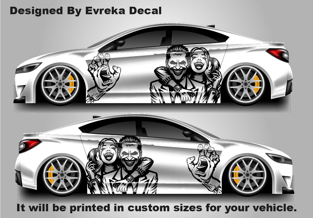 Harley Quinn Premium Customizable Vinyl Car Wrap - High-Quality Vehicle Wraps for Cars, Trucks, SUVs - Durable, Weather-Resistant Auto Wraps - Evreka Decal