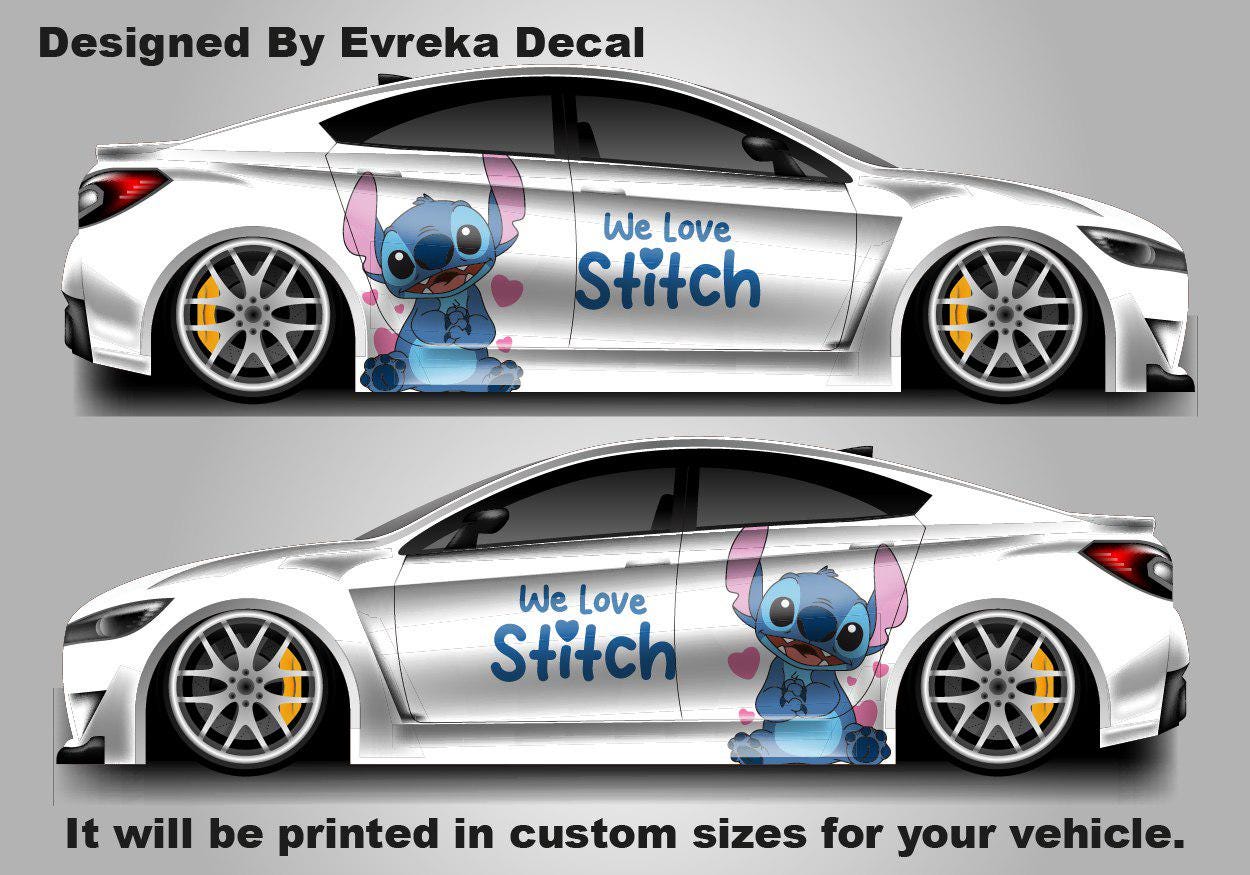 Stitch, Car Livery, Cast Vinyl Wrap, Universal Size, Car Wrap, Car Decal, Car Foil Design - Evreka Decal