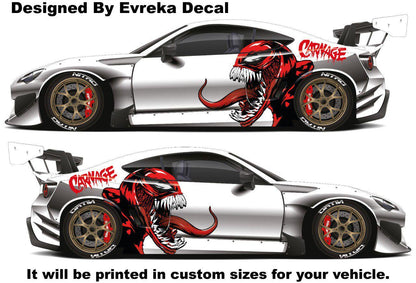 Carnage Car decal , American superhero the Marvel Comics character, Carnage Designed Car Livery, Cast Vinyl Wrap, Universal Size, Car Wrap - Evreka Decal