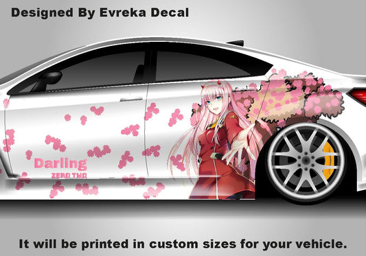 Anime ITASHA ZERO TWO Car Wrap Door Side Fit With Any Cars Vinyl Graphics Car Stickers Car Decal - Evreka Decal
