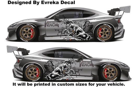 Venom Designed NEW Design Large - Car Livery, Cast Vinyl Wrap, Universal Size, Car Wrap - Evreka Decal