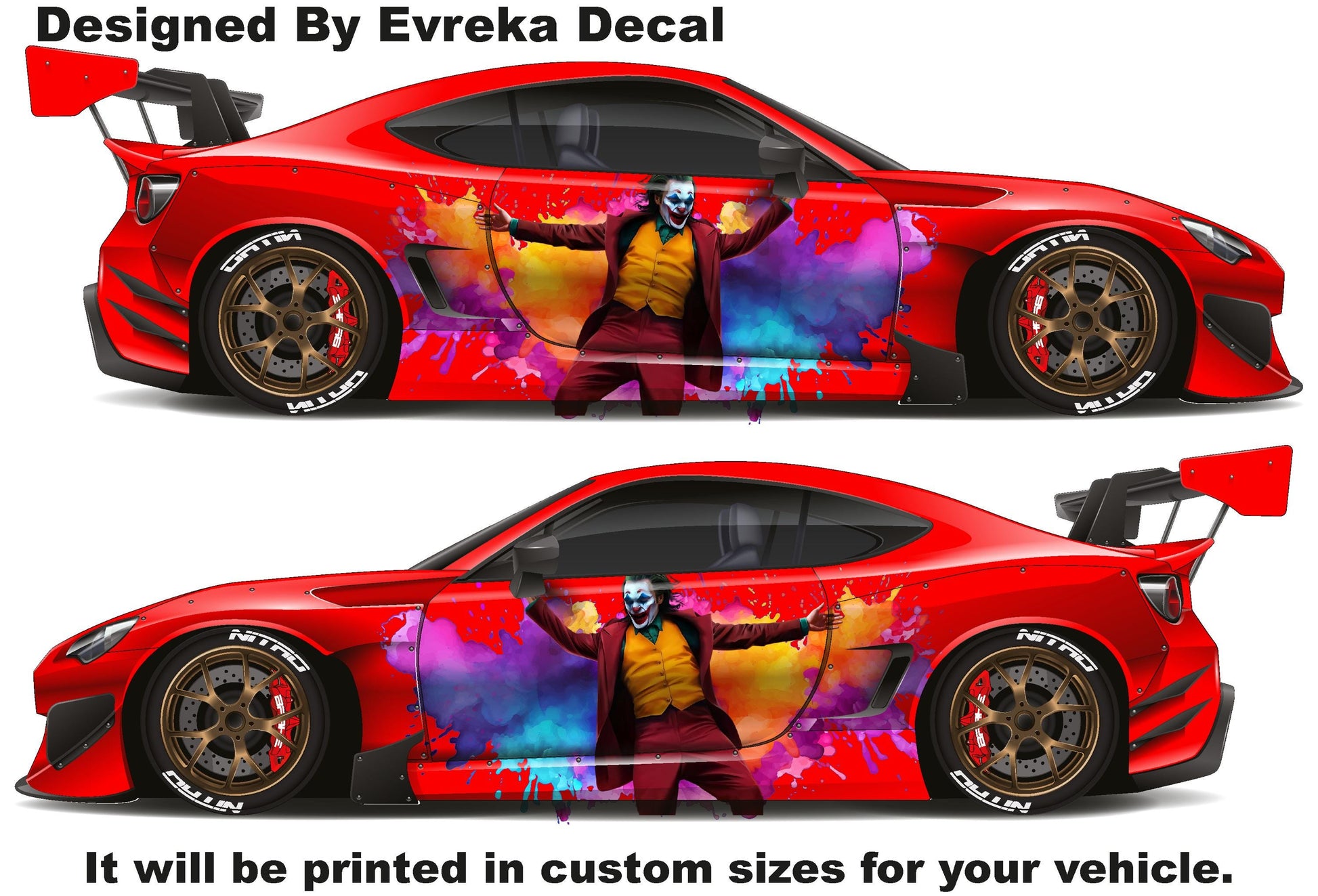 Joker Car Wrap, Car Livery, Cast Vinyl Wrap, Universal Size, Car Wrap, Car Decal, Car Foil Design - Evreka Decal