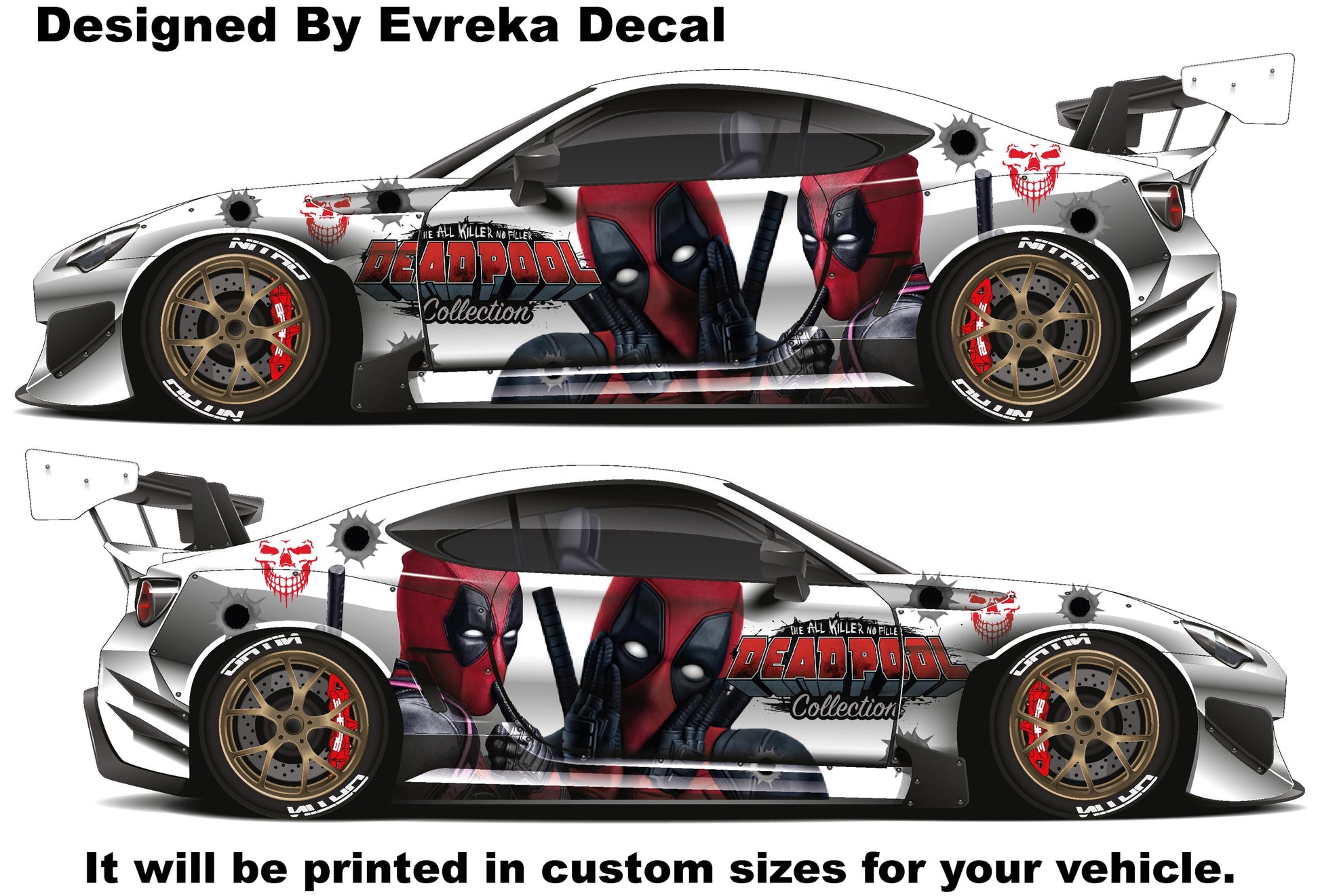 Deadpools together, Super Hero, Villain Inspired Car Side Decal, Universal Size - Evreka Decal