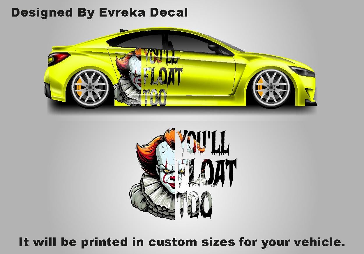Halloween Pennywise IT, Horrorclown, Car Livery, Cast Vinyl Wrap, Universal Size, Car Wrap • Passenger Side / One Pcs - Evreka Decal