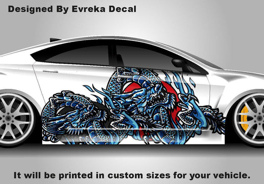 Dragon japanese style, , Car Livery, Cast Vinyl Wrap, Universal Size, Car Wrap, Car Foil Design - Evreka Decal