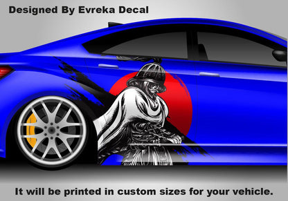 Custom Samurai Livery Racing Side Wrap; JDM Inspired Samurai Custom Decal Side - Evreka Decal