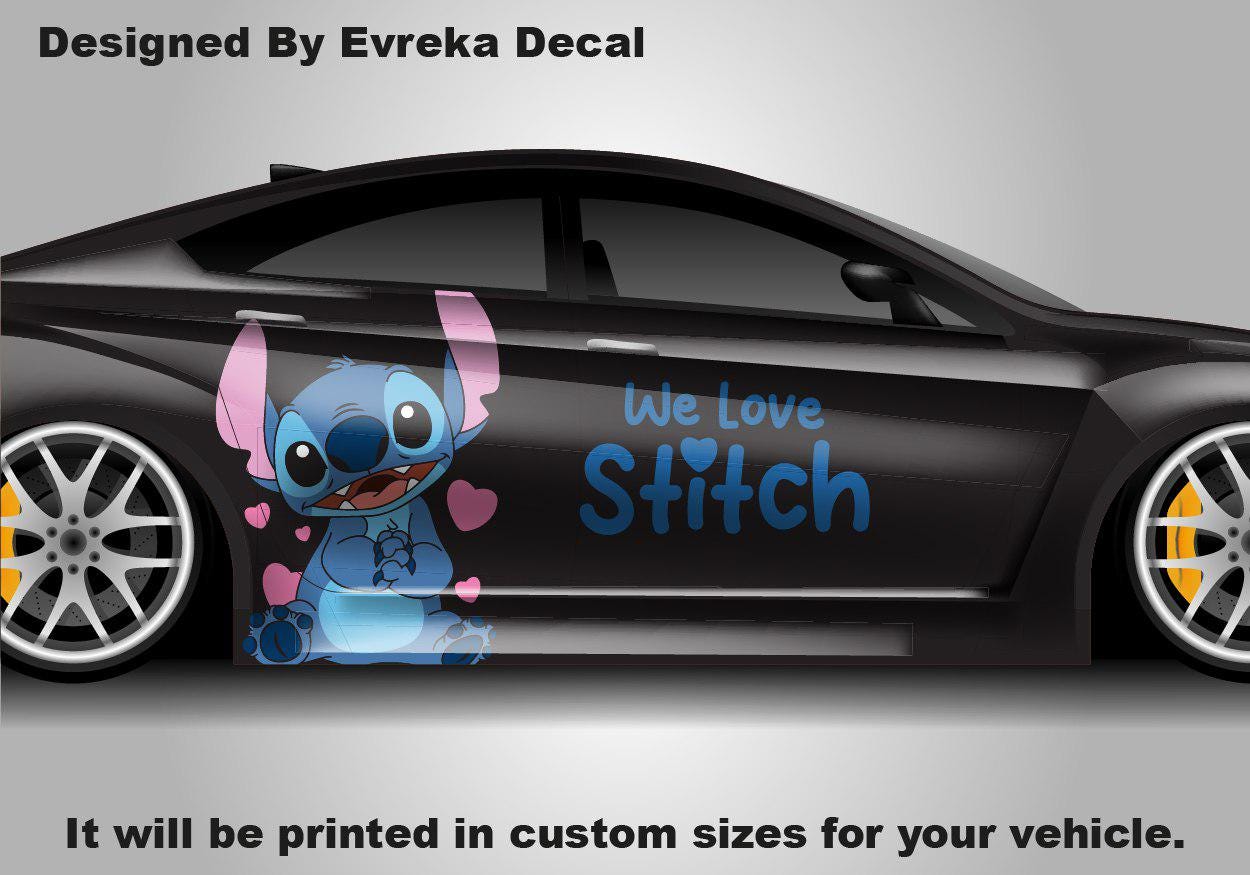 Stitch, Car Livery, Cast Vinyl Wrap, Universal Size, Car Wrap, Car Decal, Car Foil Design - Evreka Decal