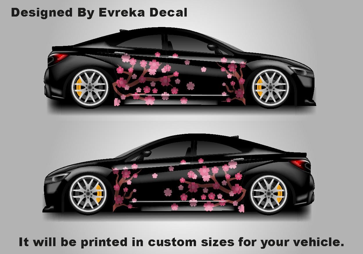 Sakura Cherry Blossom Car Livery, Japanese Theme Side Car Vinyl Livery, Universal Size - Evreka Decal