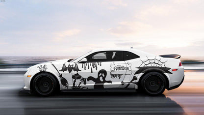 Halloween Car Side Decal: Bat & Ghost Design - Car Side Decal Car Livery - Evreka Decal