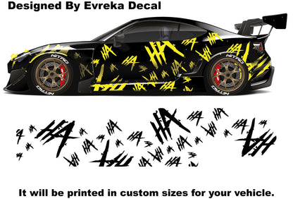 2 x Laughter Car Decal. Joker Ha ha ha Car Side Decal. Joker Vinly Car Decal - Evreka Decal