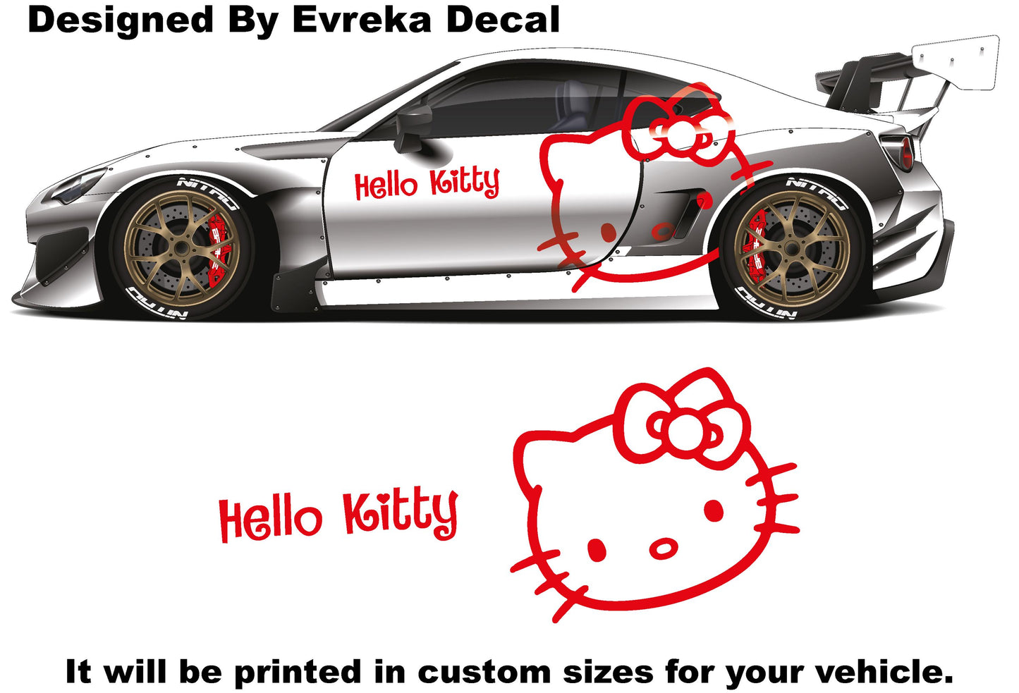2x Hello Kitty Car Decals: Cuteness On the Go! Car Vinyl | Comics character, Designed Car Livery, Cast Vinyl Wrap | BOTH SIDE - Evreka Decal