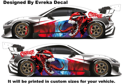 Carnage Car decal , American superhero the Marvel Comics character, Carnage Designed Car Livery, Cast Vinyl Wrap, Universal Size, Car Wrap - Evreka Decal