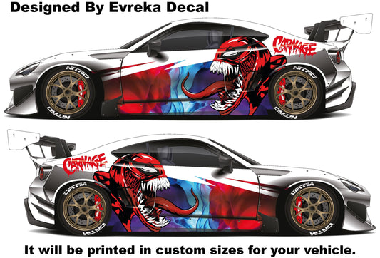 Carnage Car decal , American superhero the Marvel Comics character, Carnage Designed Car Livery, Cast Vinyl Wrap, Universal Size, Car Wrap - Evreka Decal