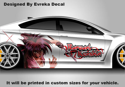 Anime Rurouni Kenshin car sticker universal large car vinyl wrap decal custom car side decal for car decoration - Evreka Decal