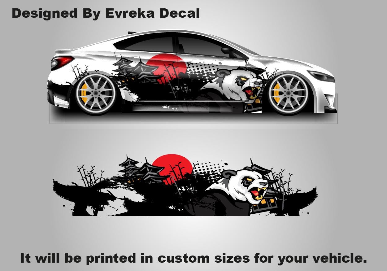 Panda | Anime Car Wrap | Anime Car Decals | Vinyl stickers | Large decal | Charger, Challenger, Mustang, Camaro, Anime Cartoon - Evreka Decal
