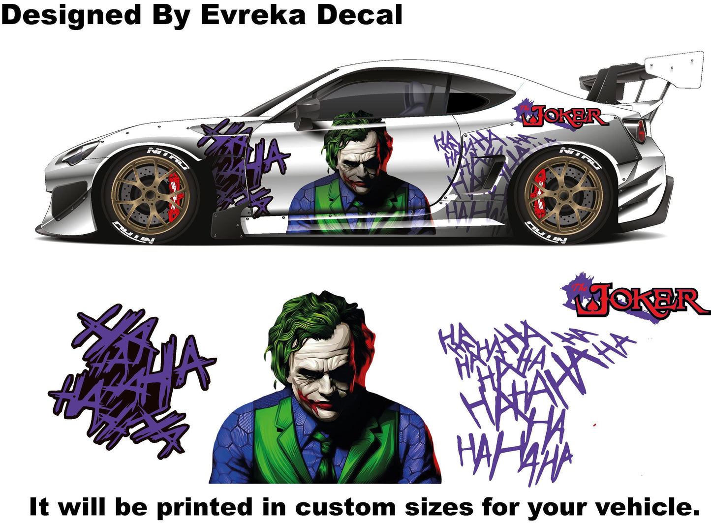 Joker Car Wrap, Car Livery, Cast Vinyl Wrap, Universal Size, Car Wrap, Car Decal, Car Foil Design - Evreka Decal