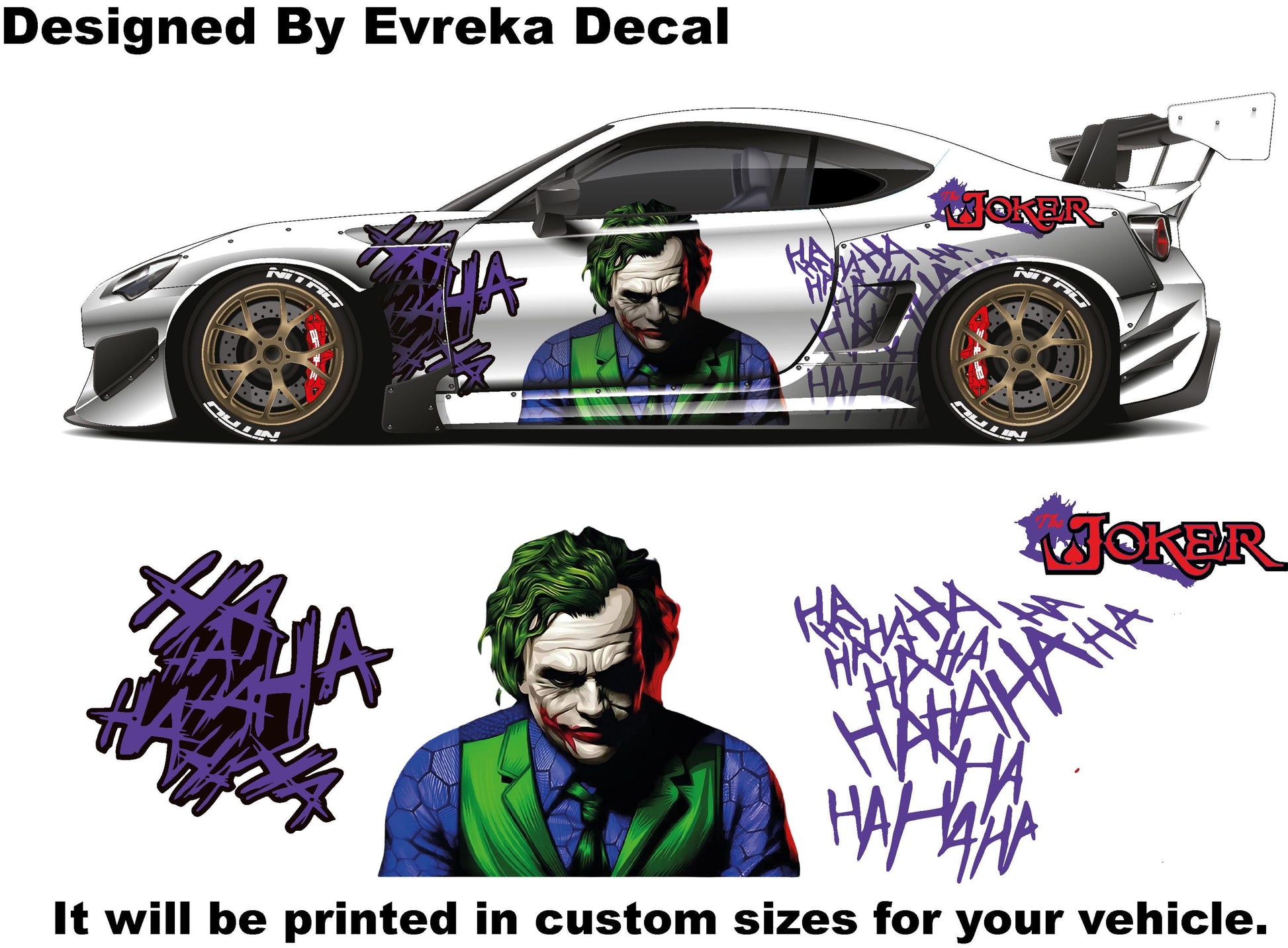 Joker Car Wrap, Car Livery, Cast Vinyl Wrap, Universal Size, Car Wrap, Car Decal, Car Foil Design - Evreka Decal