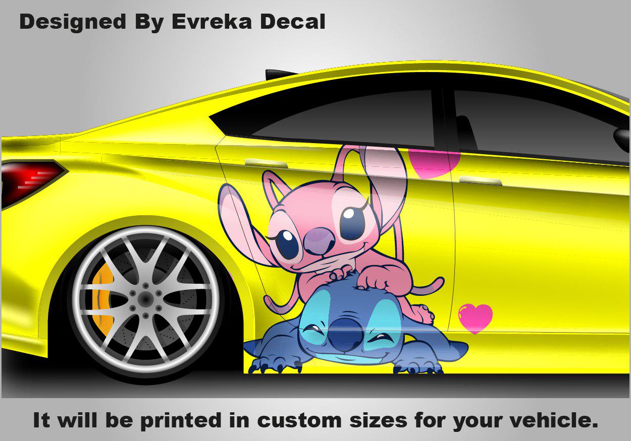 Stitch Pink And Blue, Car Livery, Cast Vinyl Wrap, Universal Size, Car Wrap, Car Decal, Car Foil Design, Car Livery - Evreka Decal