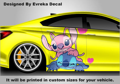 Stitch Pink And Blue, Car Livery, Cast Vinyl Wrap, Universal Size, Car Wrap, Car Decal, Car Foil Design, Car Livery - Evreka Decal