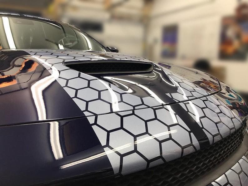 Honey Comb RACING Stripes Dual 10" for Dodge Charger and challenger With Trim Package Charger GT, SRT, Scatpack, Hellcat Car Decals Dodge Ch - Evreka Decal