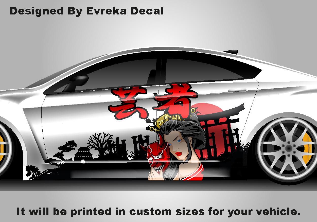 Custom Samurai Livery Racing Side Wrap; JDM Inspired Samurai Custom Decal Side - Evreka Decal
