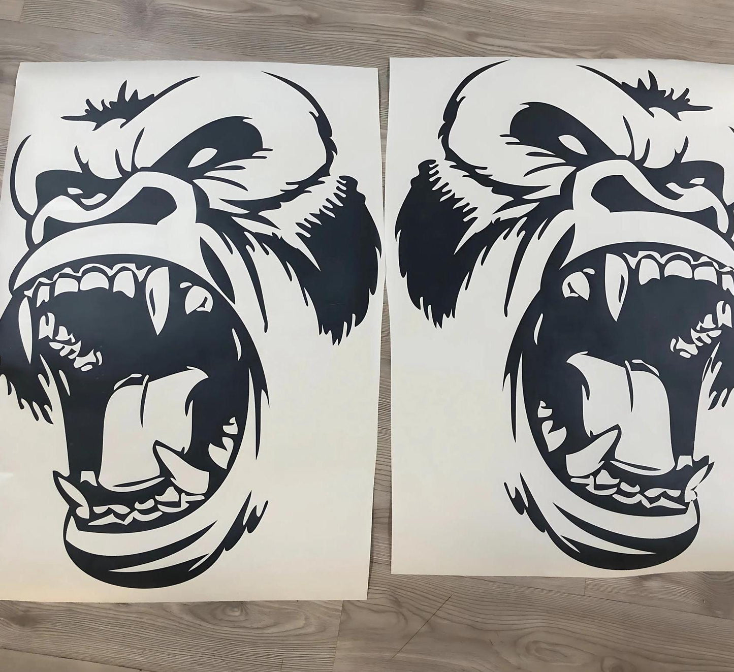 x2 Angry Gorilla Kong Sticker / Decal- INCLUDES BOTH Sides. Decal Sticker King Kong Growling Gorilla | Side of Car Graphic | Vinyl Decal | - Evreka Decal