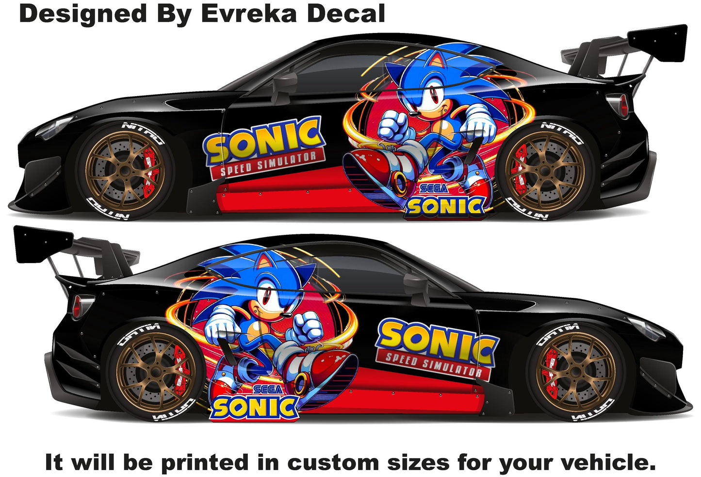 Sonic the Hedgehog Car Side Wrap, Full Color Graphics, Vinyl Livery Decal fit any car, Universal Size, Car Wrap - Evreka Decal
