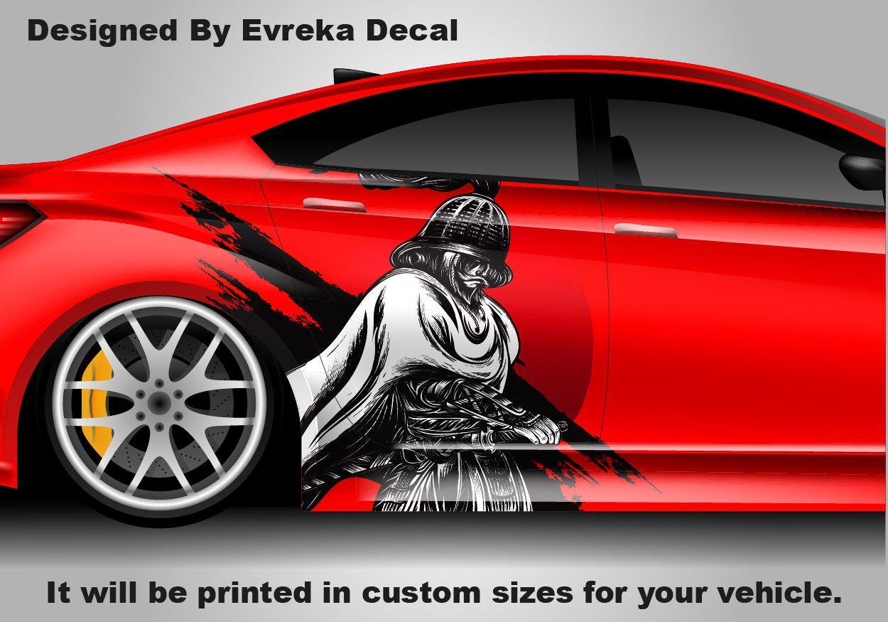 Custom Samurai Livery Racing Side Wrap; JDM Inspired Samurai Custom Decal Side - Evreka Decal