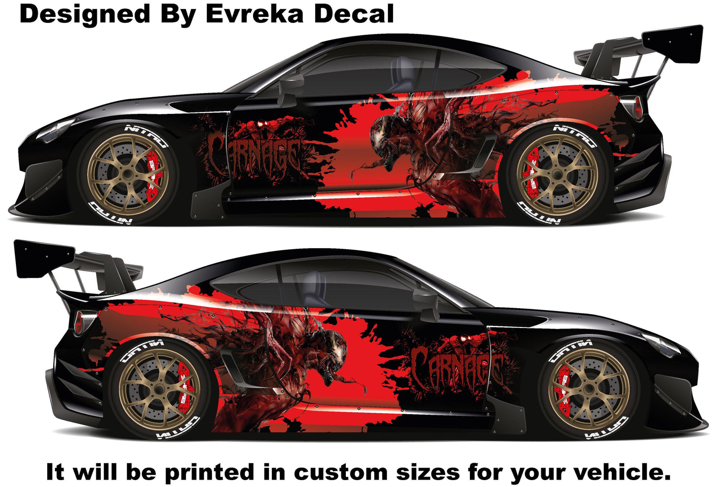 Venom Carnage, Car Livery, Cast Vinyl Wrap, Universal Size, Car Wrap, Car Decal, Car Foil Design - Evreka Decal