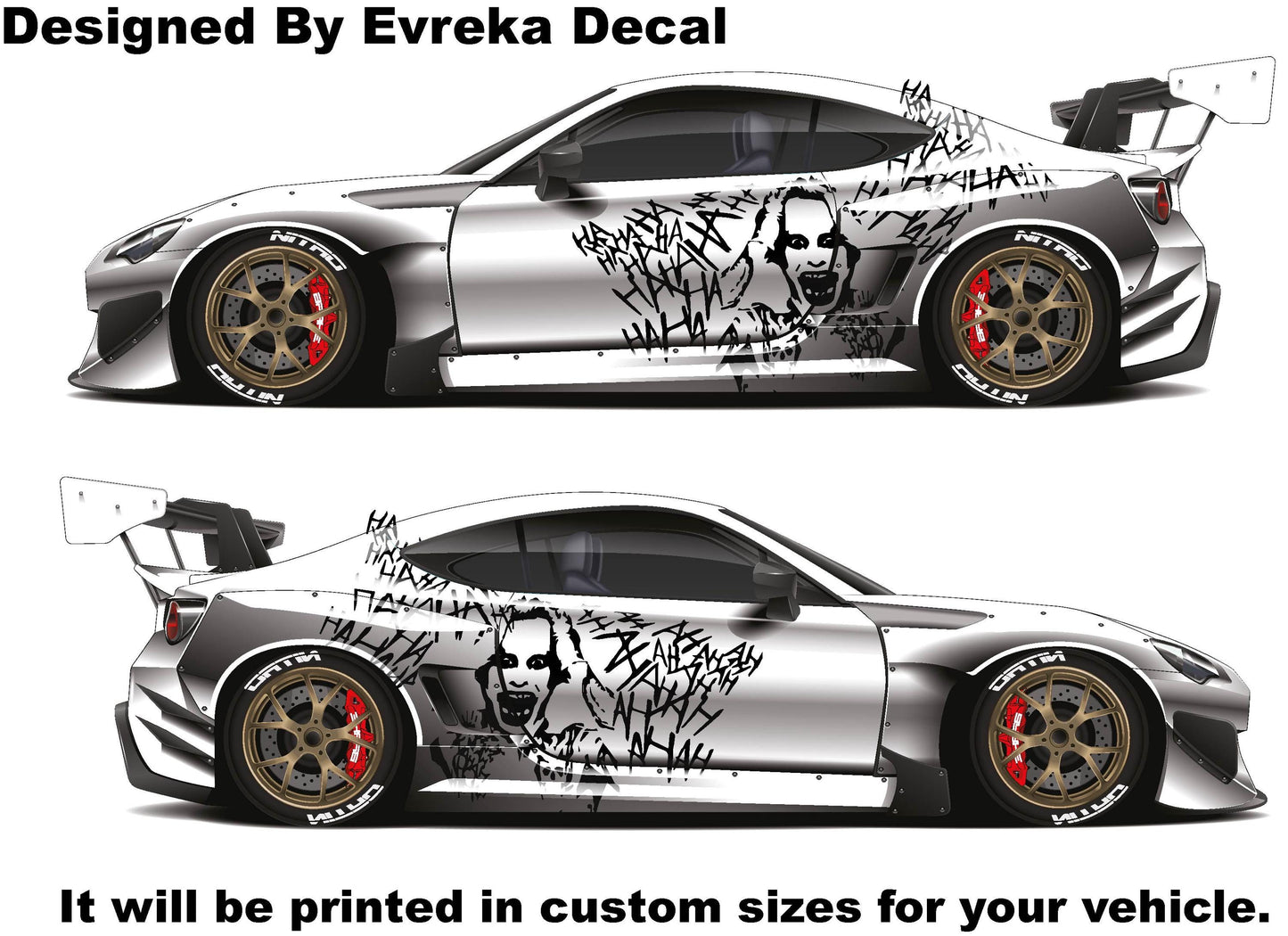 2 x Joker, Ha Ha Ha, the greatest villain ever, JOKER, Super Hero Villain Inspired Car Side Decal, Universal Size, Cast Vinyl Wrap - Evreka Decal