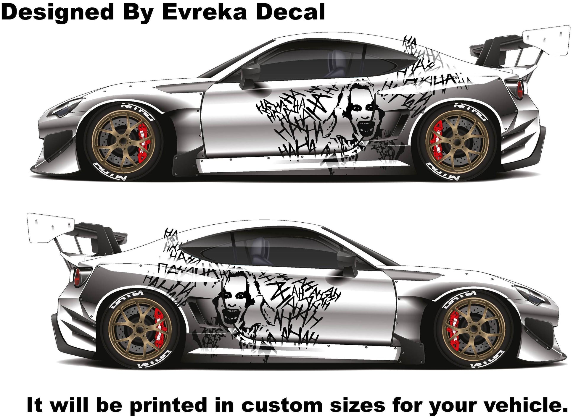 2 x Joker, Ha Ha Ha, the greatest villain ever, JOKER, Super Hero Villain Inspired Car Side Decal, Universal Size, Cast Vinyl Wrap - Evreka Decal