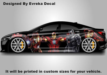Iron Man, Car Livery, Cast Vinyl Wrap, Universal Size, Car Wrap, Car Decal, Car Foil Design - Evreka Decal