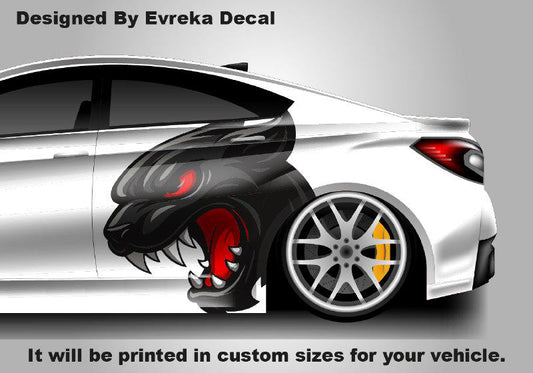 3D Cat Printed Partial Wrap Graphic Car Decal Angry Cat Car Wrap Car Design Wrap - Evreka Decal