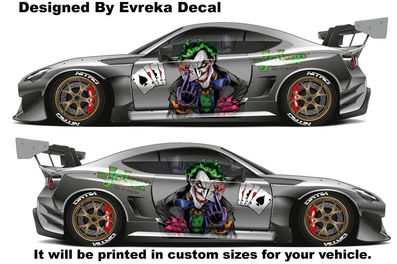 JOKER, Super Hero Villain Inspired Car Side Decal, Universal Size, Cast Vinyl Wrap, why so serious - Evreka Decal