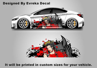 Custom Samurai Livery Racing Side Wrap; JDM Inspired Samurai Custom Decal Side - Evreka Decal