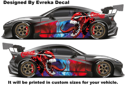 Carnage Car decal , American superhero the Marvel Comics character, Carnage Designed Car Livery, Cast Vinyl Wrap, Universal Size, Car Wrap - Evreka Decal