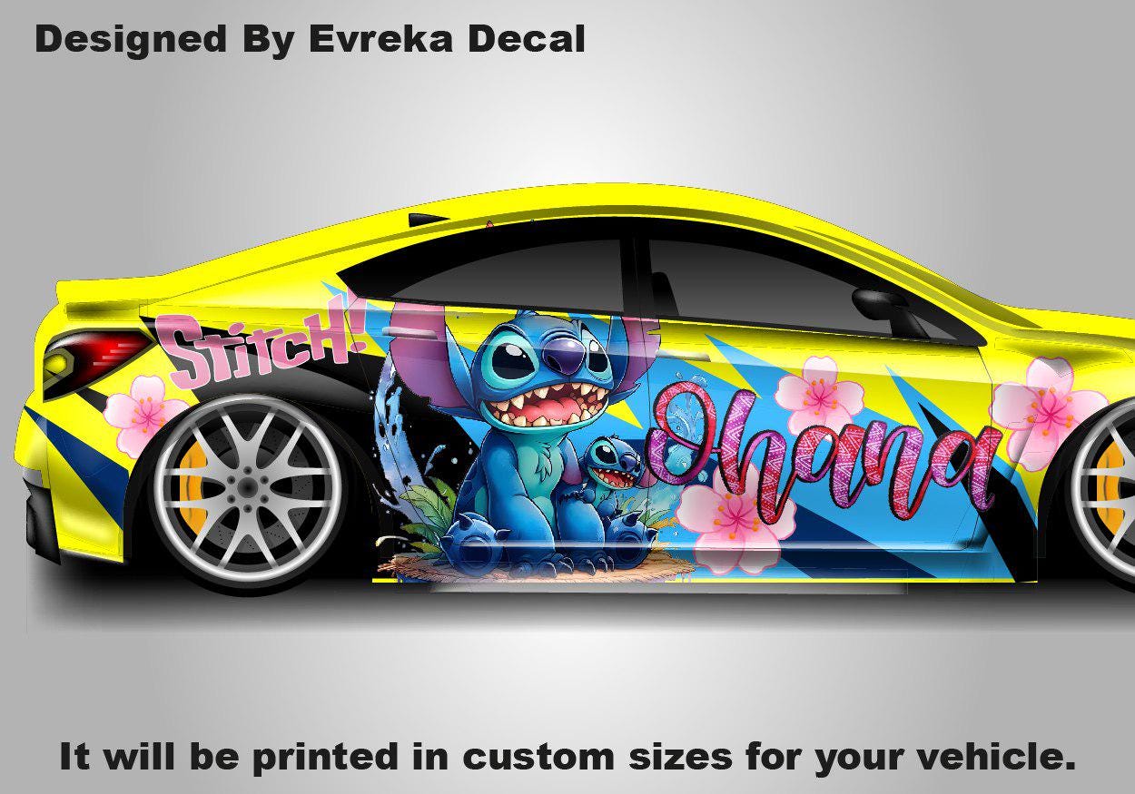 Stitch, Car Livery, Cast Vinyl Wrap, Universal Size, Car Wrap, Car Decal, Car Foil Design - Evreka Decal