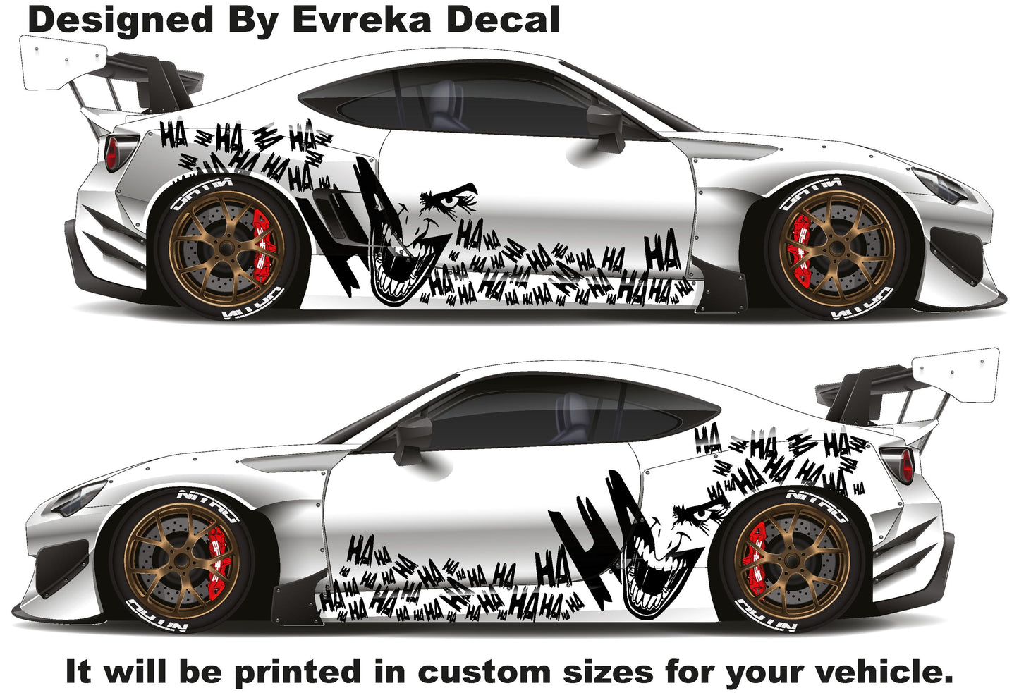 2 x Joker, Ha Ha Ha, the greatest villain ever, JOKER, Super Hero Villain Inspired Car Side Decal, Universal Size, Cast Vinyl Wrap - Evreka Decal