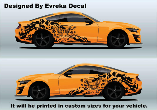 Joker Smile Car Side Decal. Joker Laugh Car Side Sticker. Joker Vinly Car Decal. - Evreka Decal