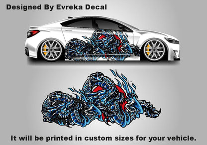 Dragon japanese style, , Car Livery, Cast Vinyl Wrap, Universal Size, Car Wrap, Car Foil Design - Evreka Decal