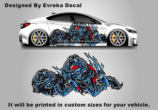 Dragon japanese style, , Car Livery, Cast Vinyl Wrap, Universal Size, Car Wrap, Car Foil Design - Evreka Decal