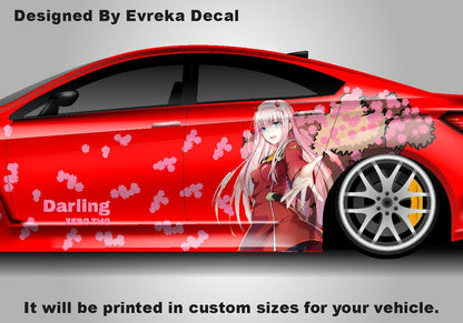 Anime ITASHA ZERO TWO Car Wrap Door Side Fit With Any Cars Vinyl Graphics Car Stickers Car Decal - Evreka Decal