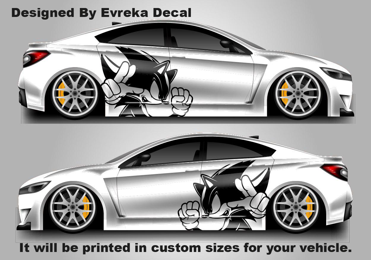 2X Sonic the Hedgehog Car Side Wrap, Full Color Graphics, Vinyl Livery Decal fit any car, Universal Size, Car Wrap - Evreka Decal