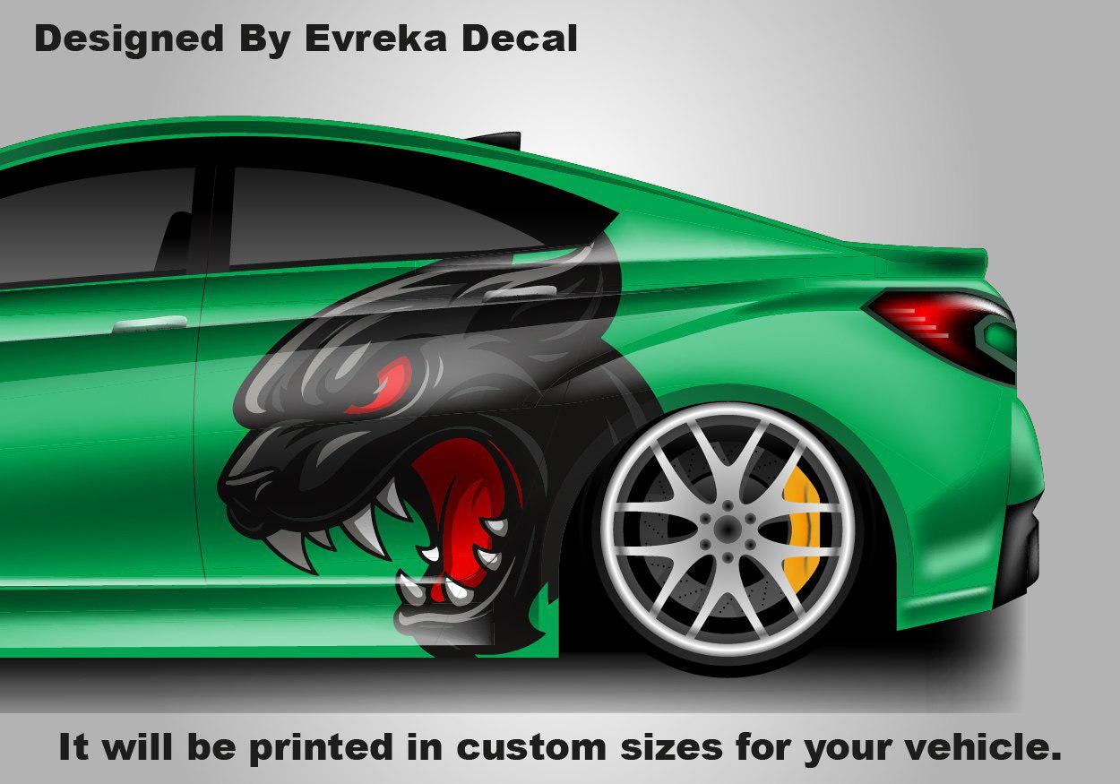 3D Cat Printed Partial Wrap Graphic Car Decal Angry Cat Car Wrap Car Design Wrap - Evreka Decal