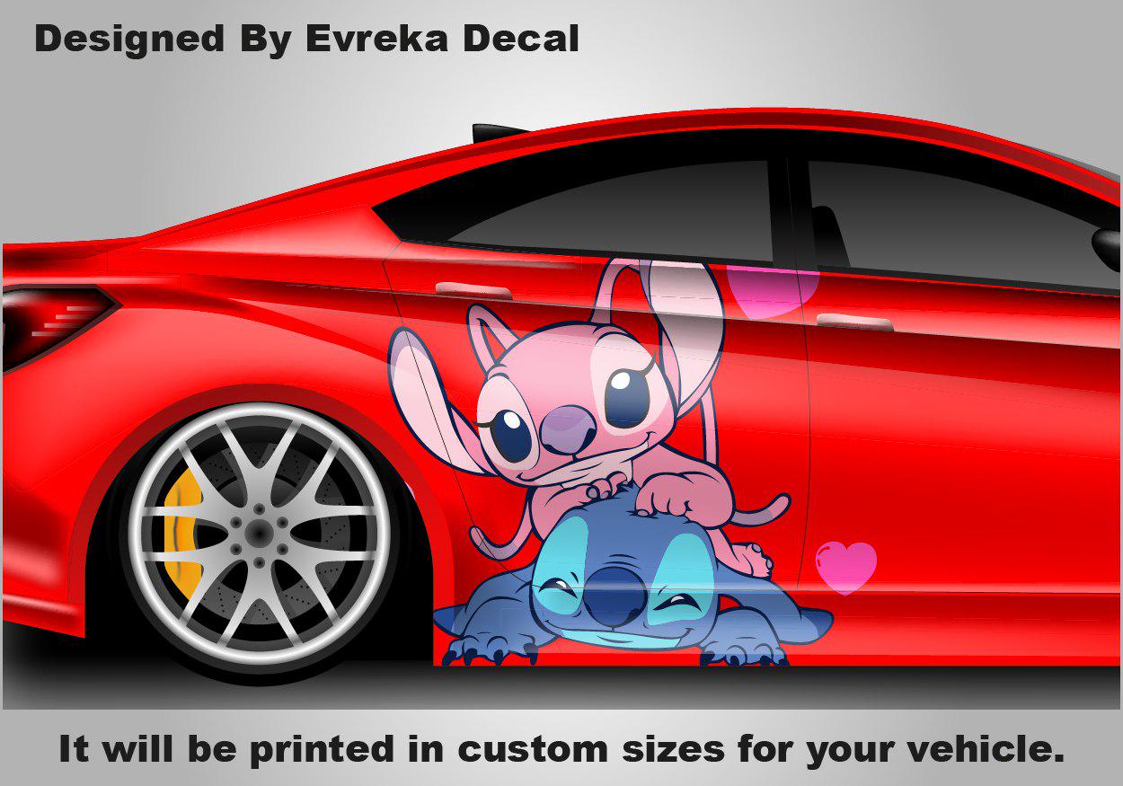 Stitch Pink And Blue, Car Livery, Cast Vinyl Wrap, Universal Size, Car Wrap, Car Decal, Car Foil Design, Car Livery - Evreka Decal