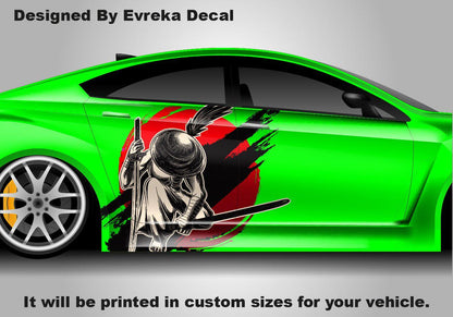 Custom Samurai Livery Racing Side Wrap; JDM Inspired Samurai Custom Decal Side - Evreka Decal