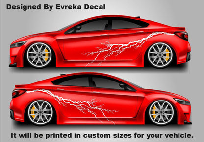 2x Lightning Bolt Car Decal: Large Vinyl Flash Sticker (Both Sides) - Evreka Decal