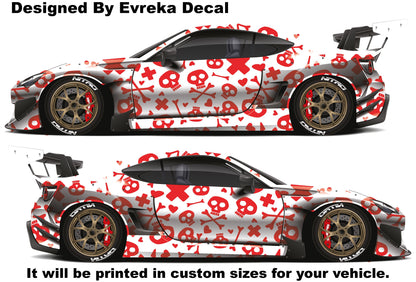 x2 Large Skull Side Graphic Splash, Large decal for Charger, Challenger, Mustang, Camaro, Honda - Evreka Decal