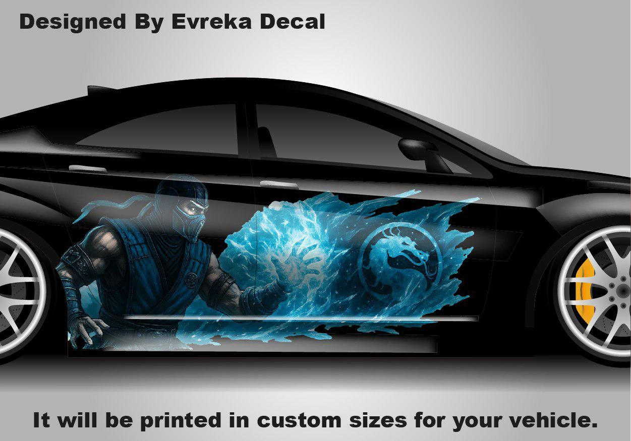 SUBZERO Car Wrap + HOOD design | Subzero Car Decal featuring Hanzo Hasashi | the iconic ninja from Mortal Kombat - Evreka Decal